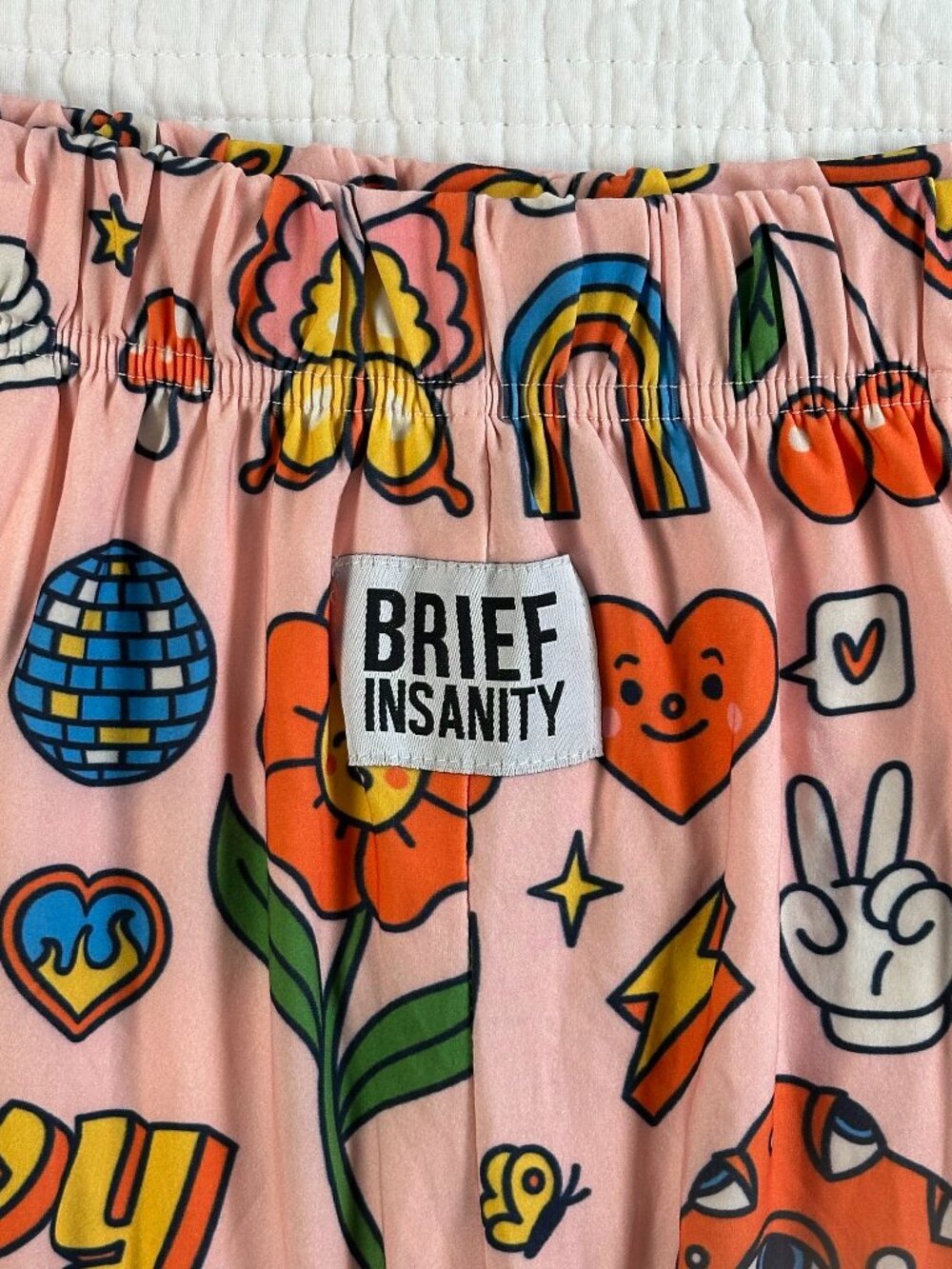 Brief Insanity Pink Groovy Hippie Lounge Pajama Pants Women's Size Large NWT - Picture 2 of 11